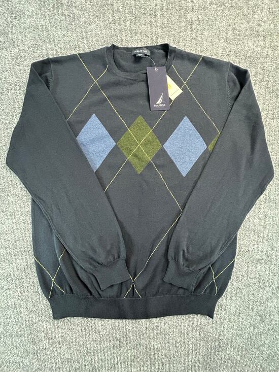 Nautica Other - Y2K Nautica Argyle Sweater MNS M NWT Deadstock Cotton Crewneck Vintage 2000s